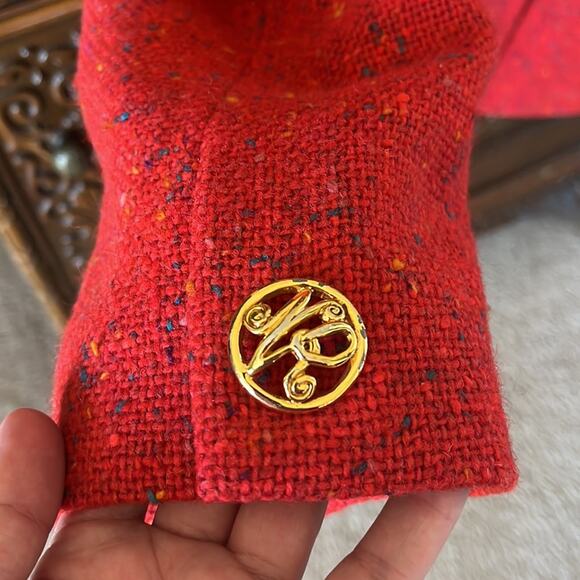 Vtg Nina Ricci Paris 80s power suit structured 100% statement wool red blazer. - Picture 9 of 11